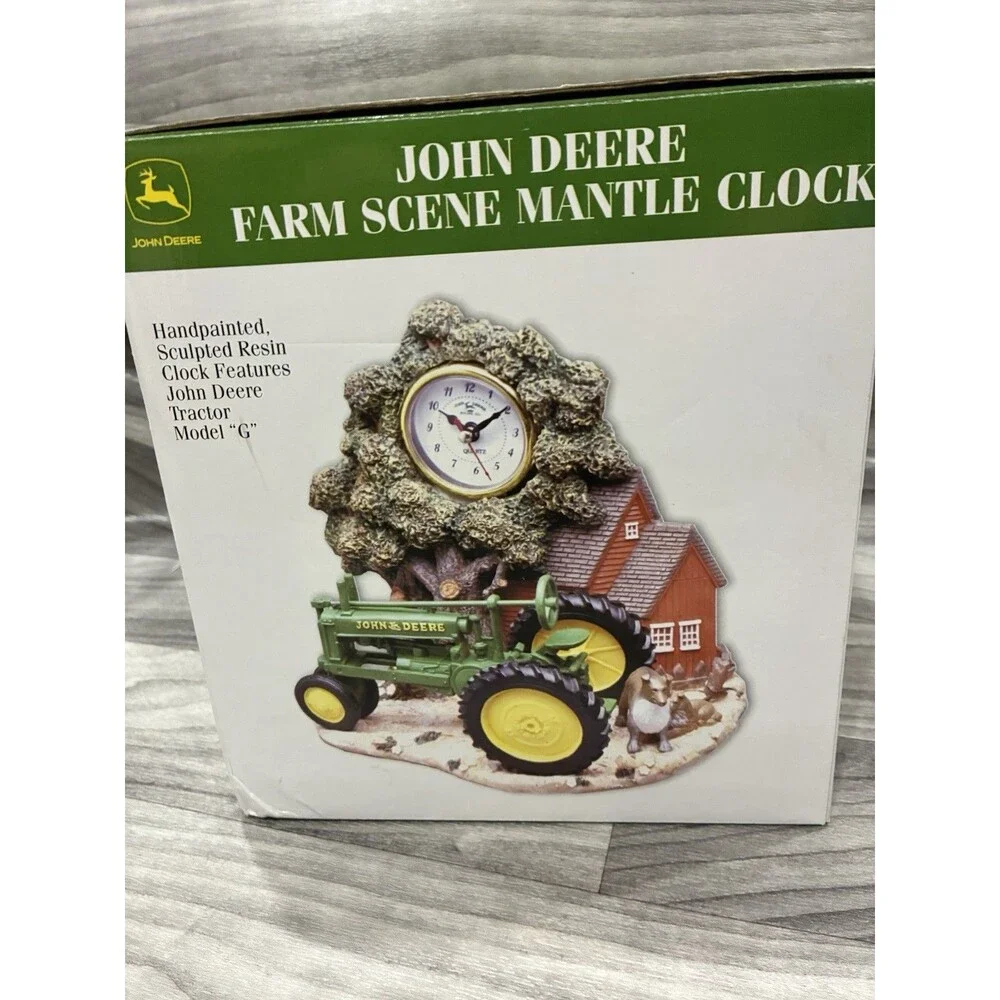 Rare NEW John Deere Farm Scene Mantle Clock • Tractor Model G • Handpainted NIB